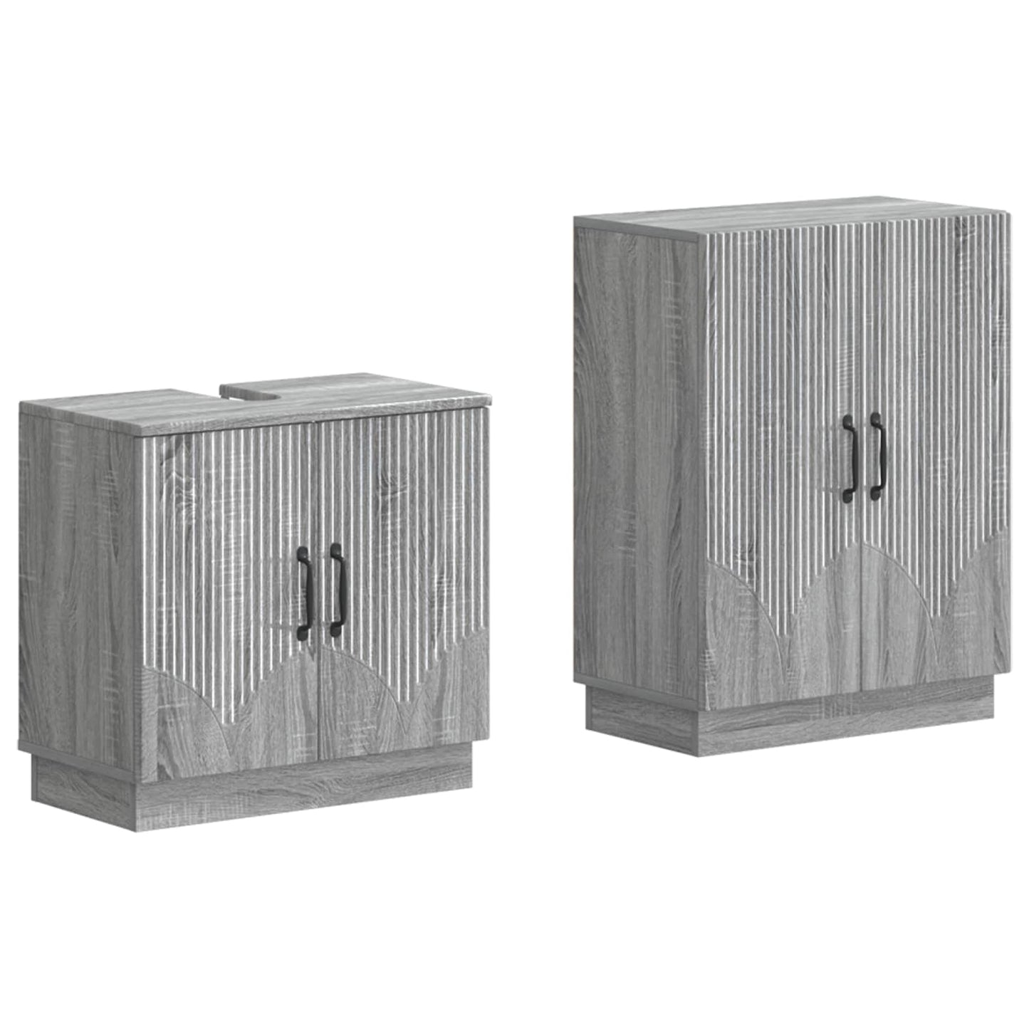 2 Piece Bathroom Cabinet Set HOORN Grey Sonoma Engineered Wood