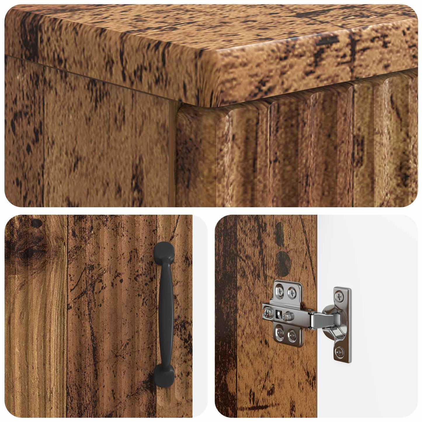 2 Piece Bathroom Cabinet Set HOORN Old Wood Engineered Wood