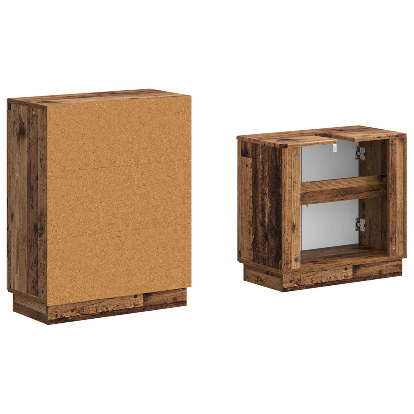 2 Piece Bathroom Cabinet Set HOORN Old Wood Engineered Wood