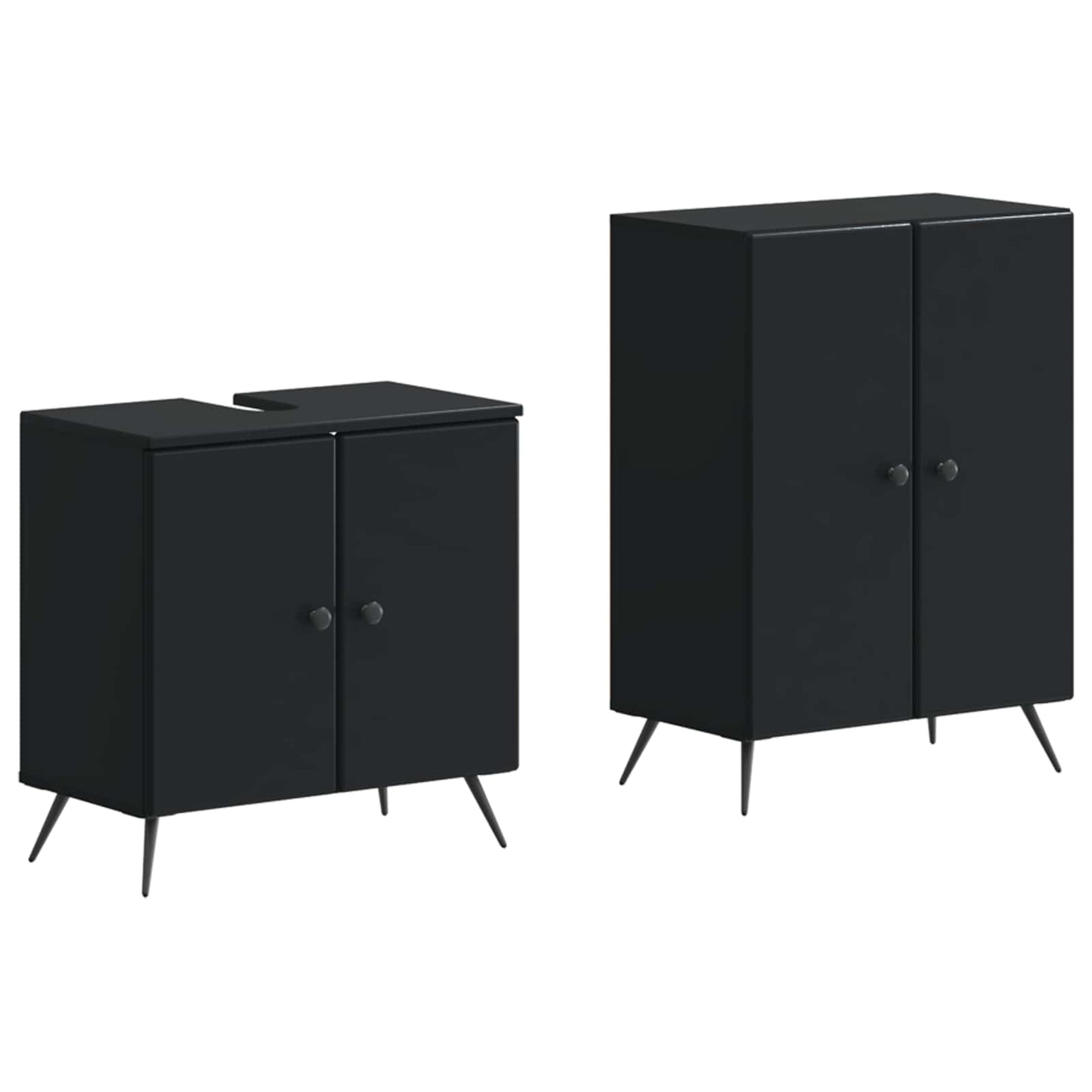2 Piece Bathroom Cabinet Set BREDA Black Engineered Wood