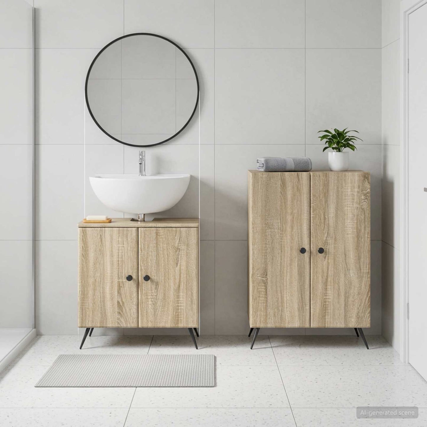 2 Piece Bathroom Cabinet Set BREDA Sonoma Oak Engineered Wood