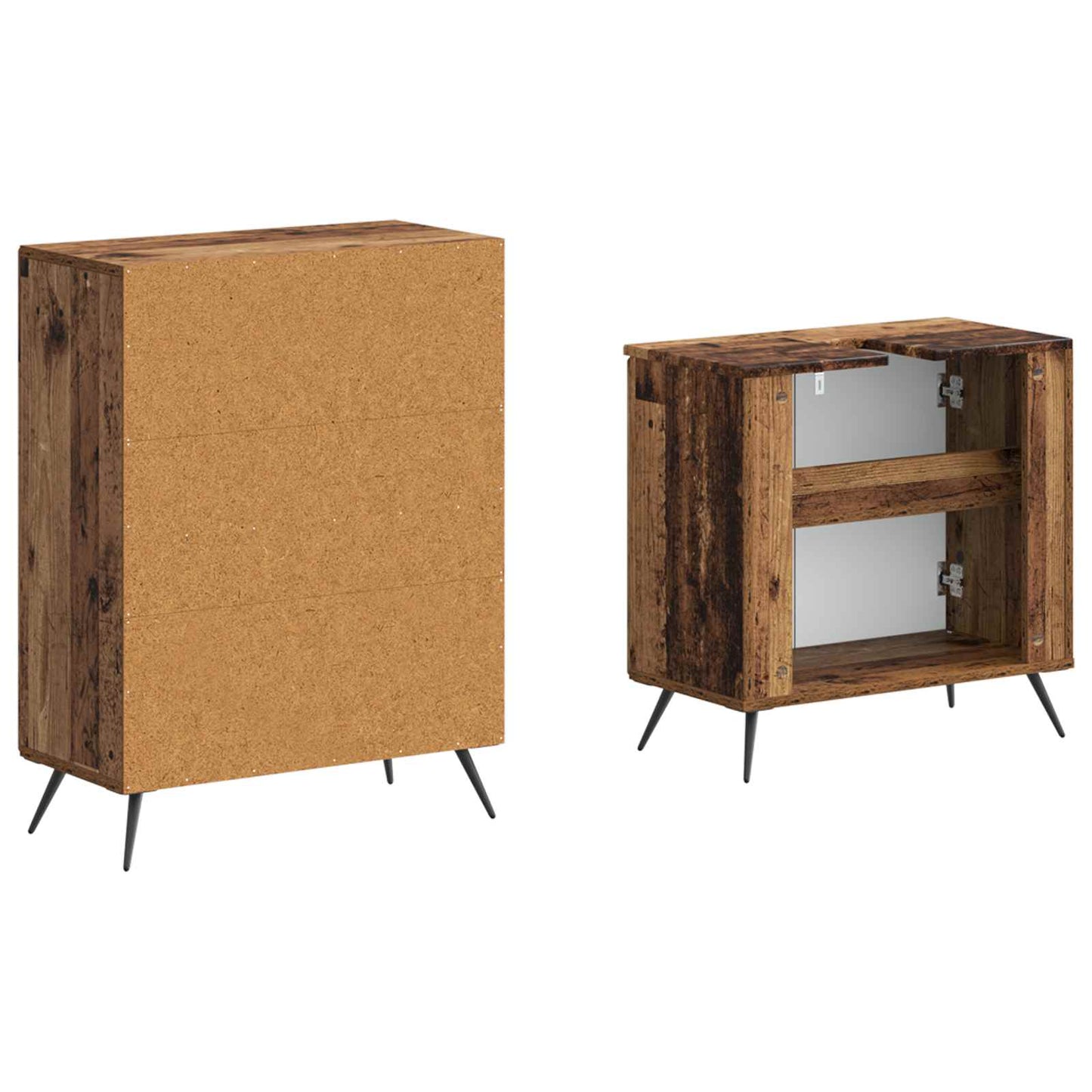 2 Piece Bathroom Cabinet Set BREDA Old Wood Engineered Wood