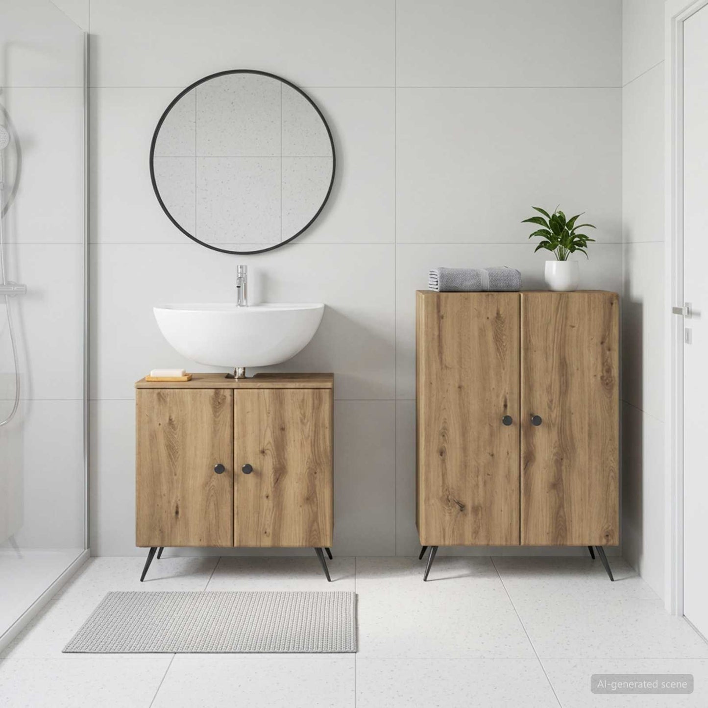 2 Piece Bathroom Cabinet Set BREDA Artisan Oak Engineered Wood