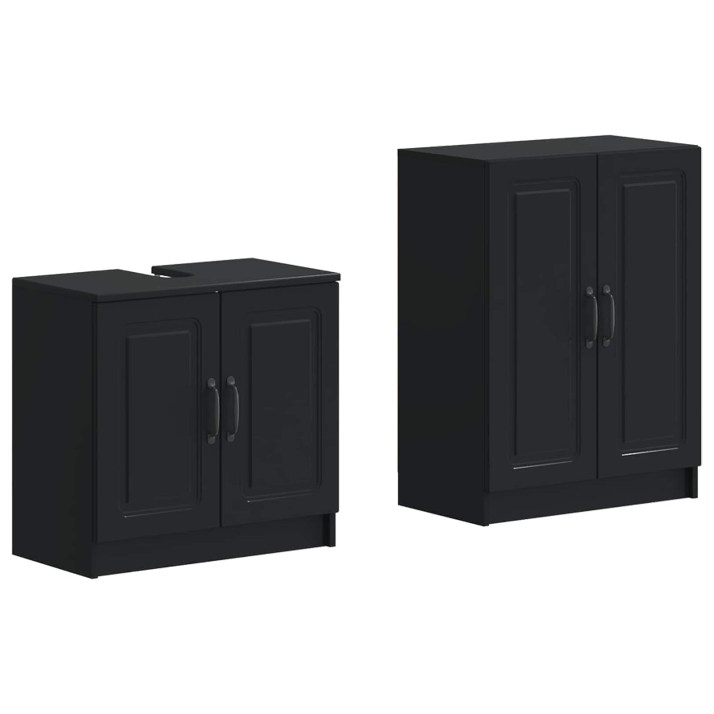 2 Piece Bathroom Cabinet Set UTRECHT Black Engineered Wood