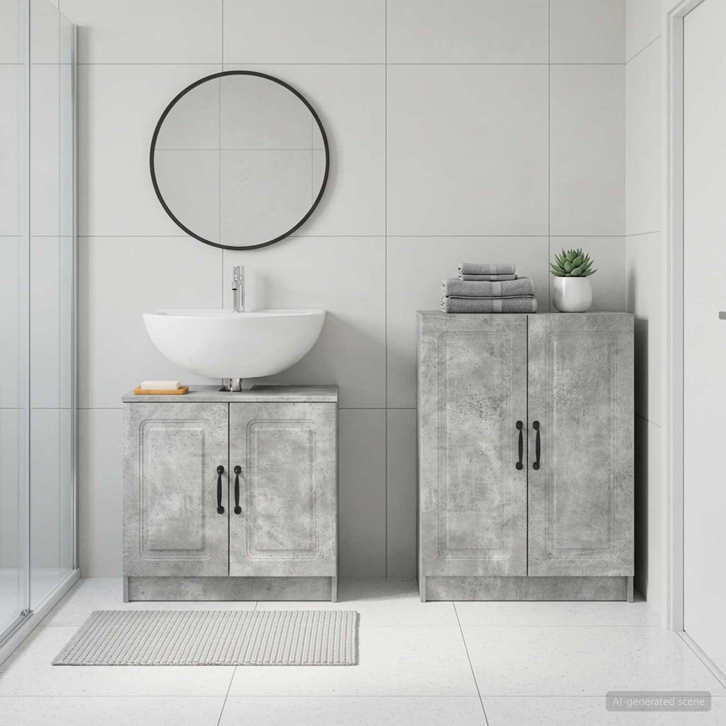 2 Piece Bathroom Cabinet Set UTRECHT Concrete Grey