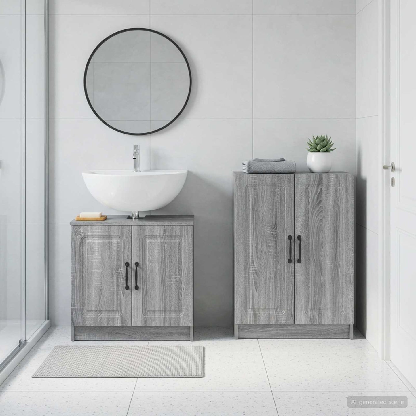 2 Piece Bathroom Cabinet Set UTRECHT Grey Sonoma