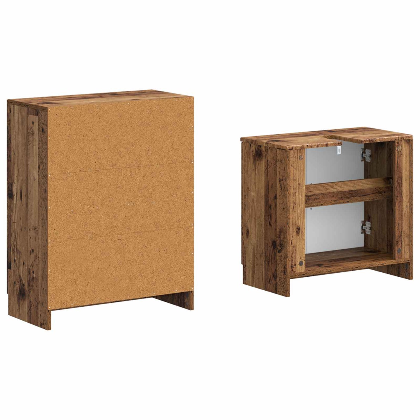 2 Piece Bathroom Cabinet Set UTRECHT Old Wood Engineered Wood