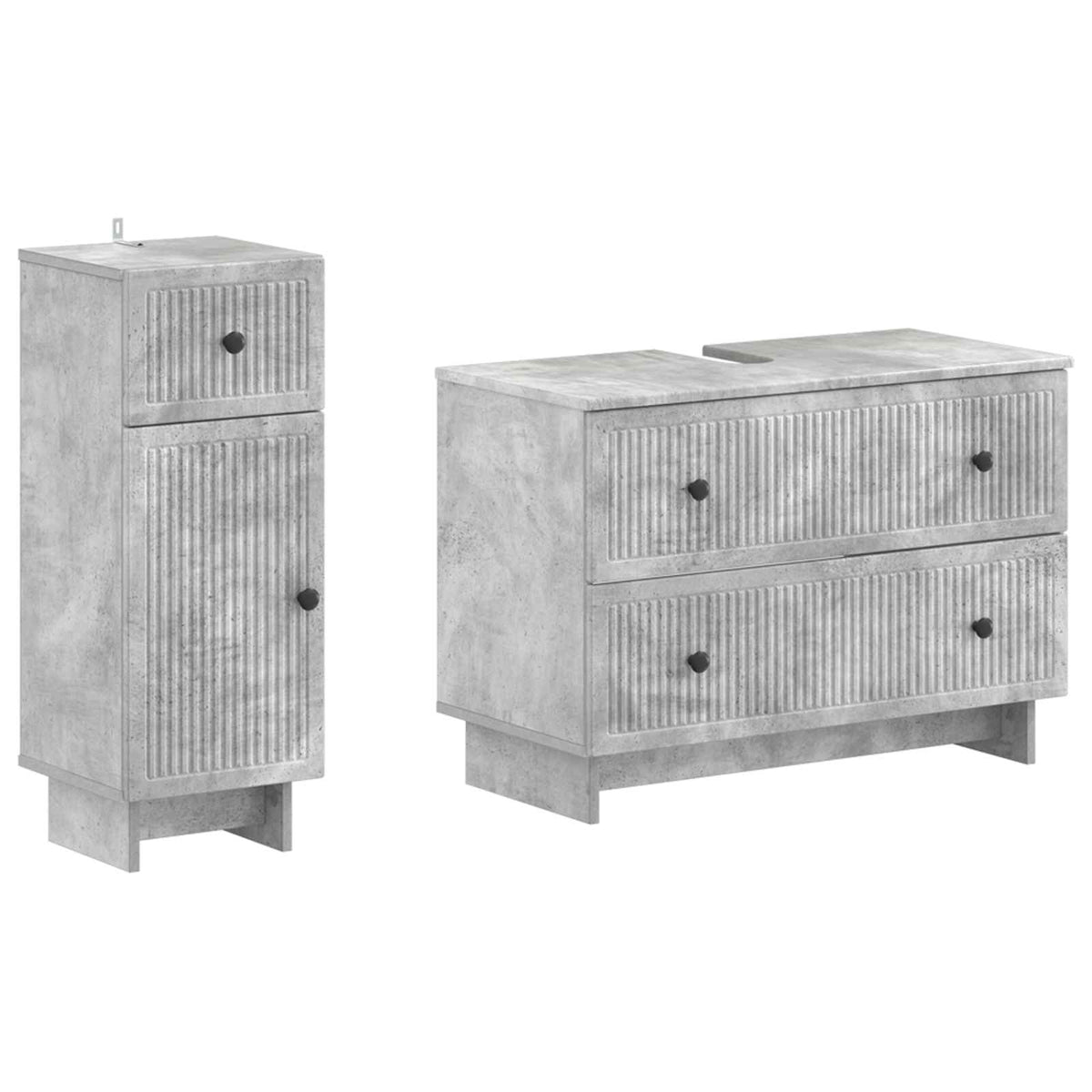 2 Piece Bathroom Cabinet Set EDE Concrete Grey Engineered Wood