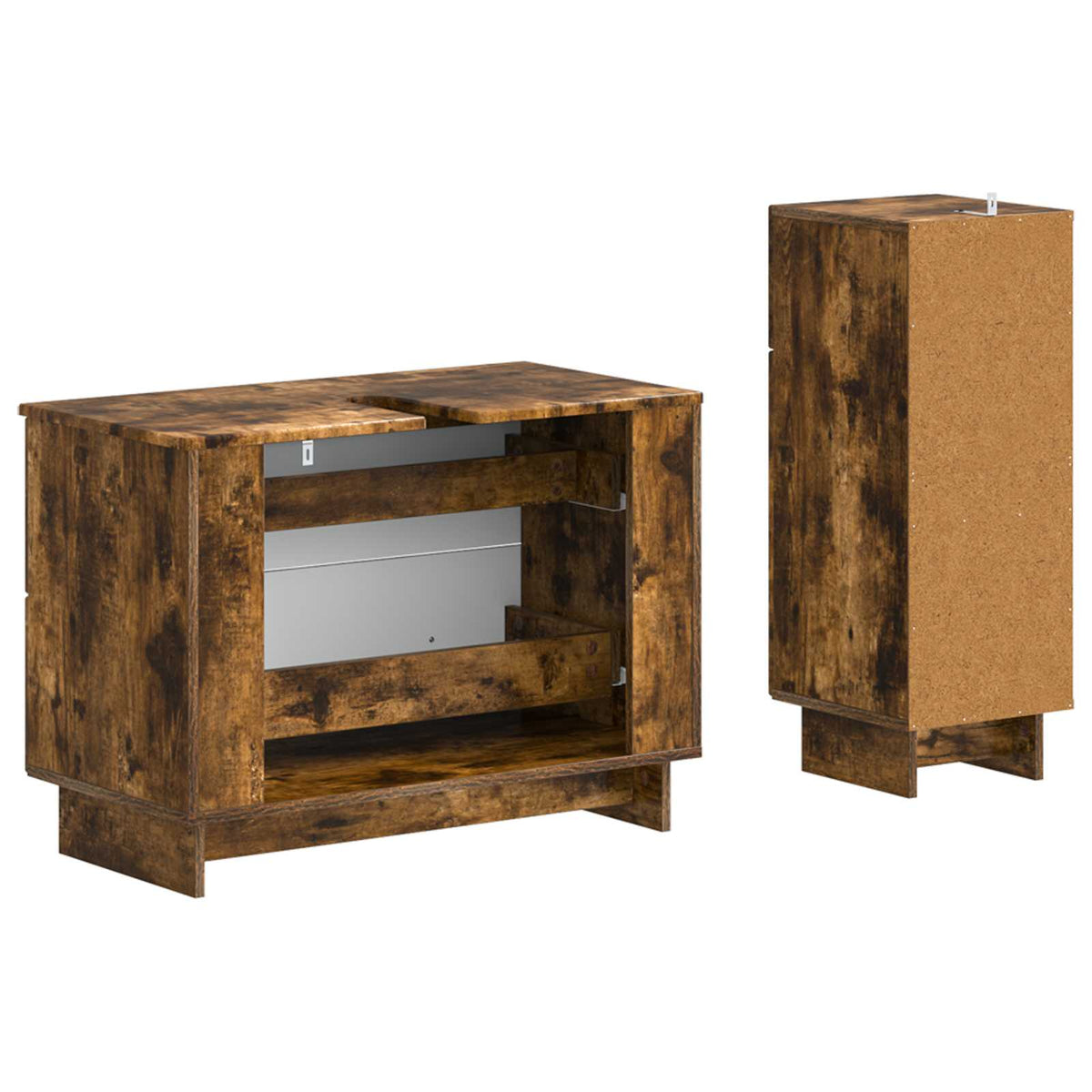 2 Piece Bathroom Cabinet Set EDE Smoked Oak Engineered Wood