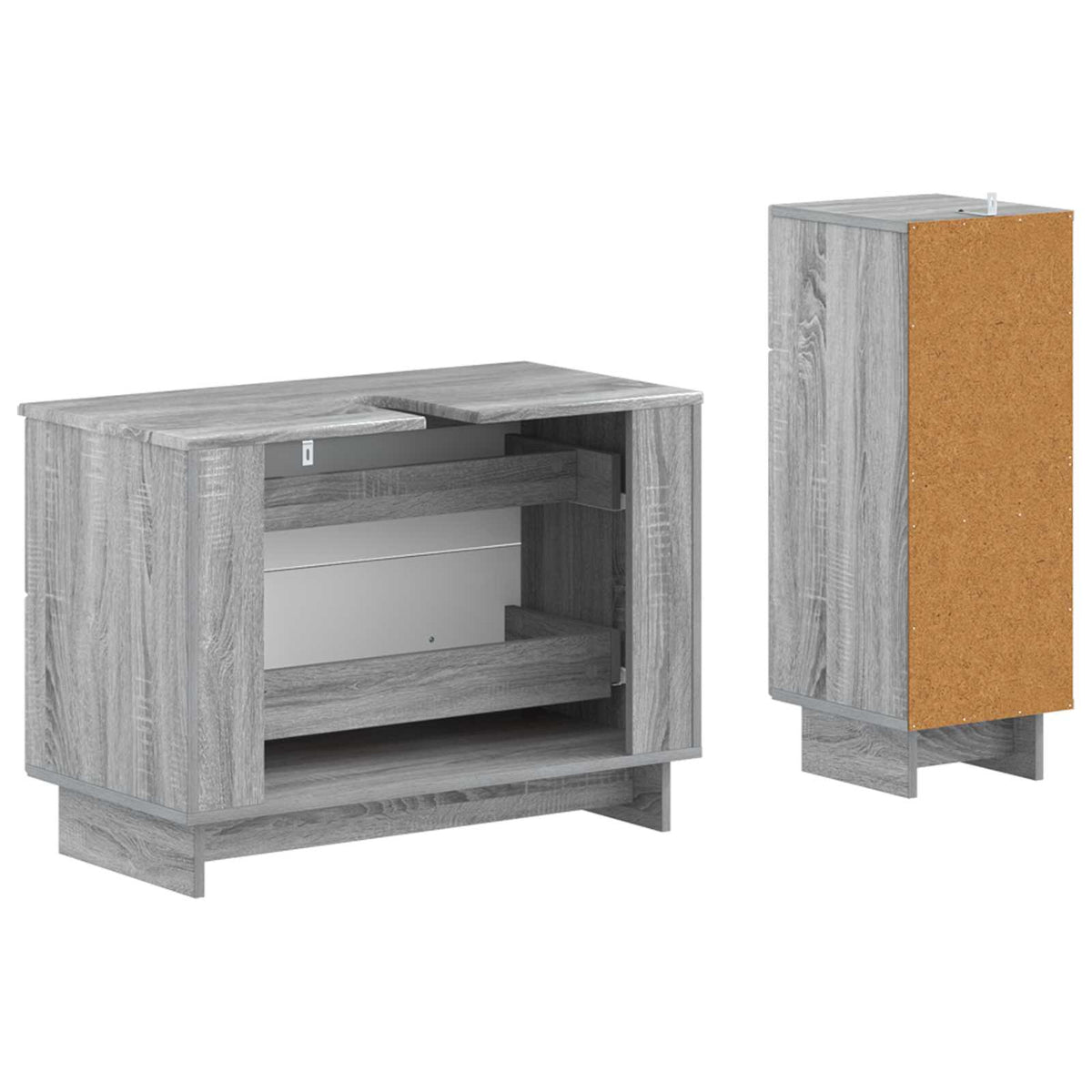 2 Piece Bathroom Cabinet Set EDE Grey Sonoma Engineered Wood