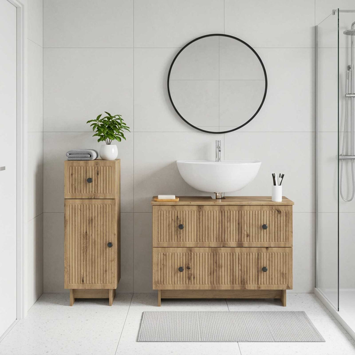 2 Piece Bathroom Cabinet Set EDE Artisan Oak Engineered Wood