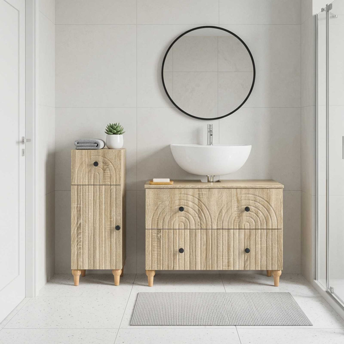 2 Piece Bathroom Cabinet Set ALKMAAR Sonoma Oak Engineered Wood