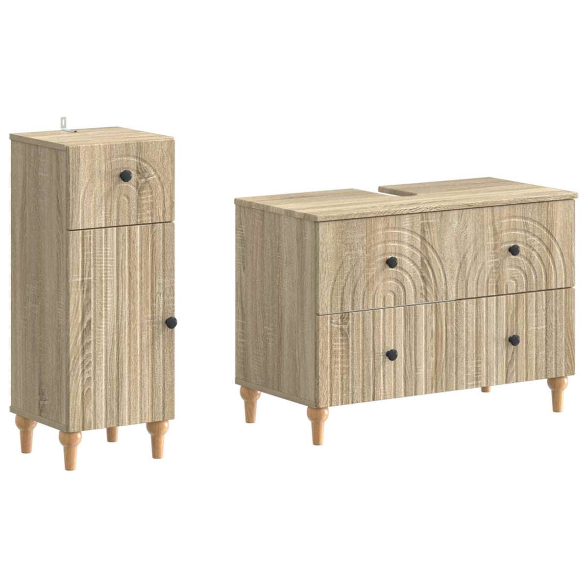 2 Piece Bathroom Cabinet Set ALKMAAR Sonoma Oak Engineered Wood