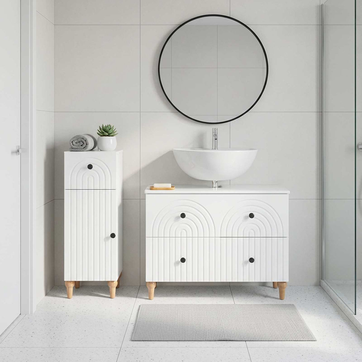 2 Piece Bathroom Cabinet Set ALKMAAR High Gloss White