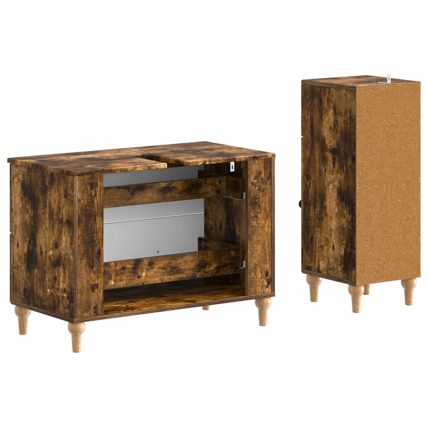 2 Piece Bathroom Cabinet Set ALKMAAR Smoked Oak Engineered Wood