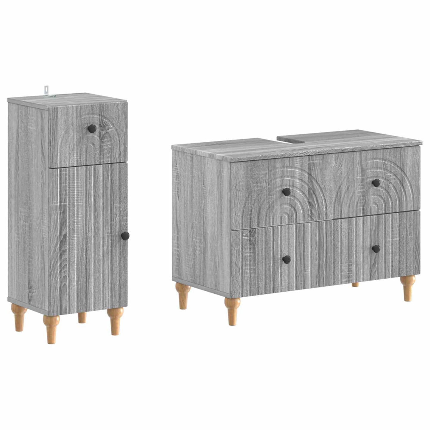 2 Piece Bathroom Cabinet Set ALKMAAR Grey Sonoma