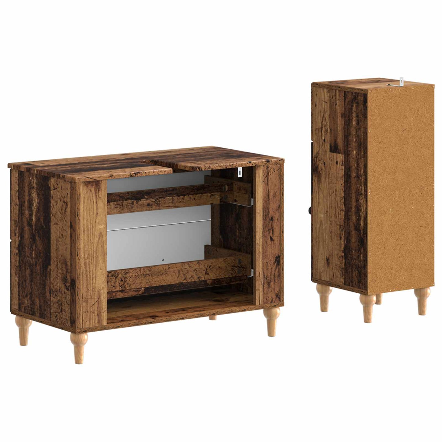 2 Piece Bathroom Cabinet Set ALKMAAR Old Wood Engineered Wood