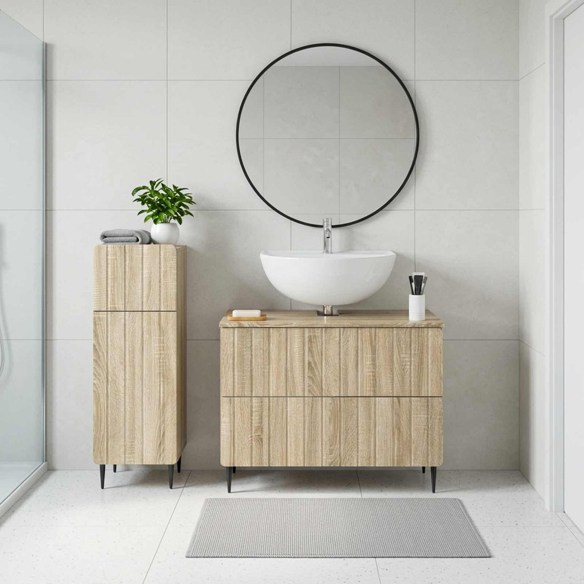 2 Piece Bathroom Cabinet Set ZWOLLE Sonoma Oak Engineered Wood
