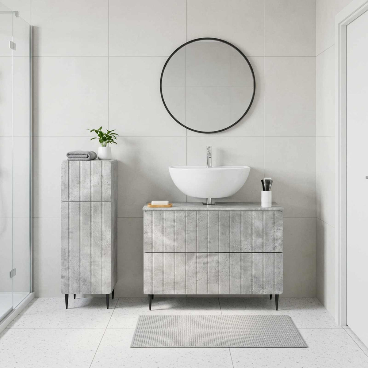 2 Piece Bathroom Cabinet Set ZWOLLE Concrete Grey