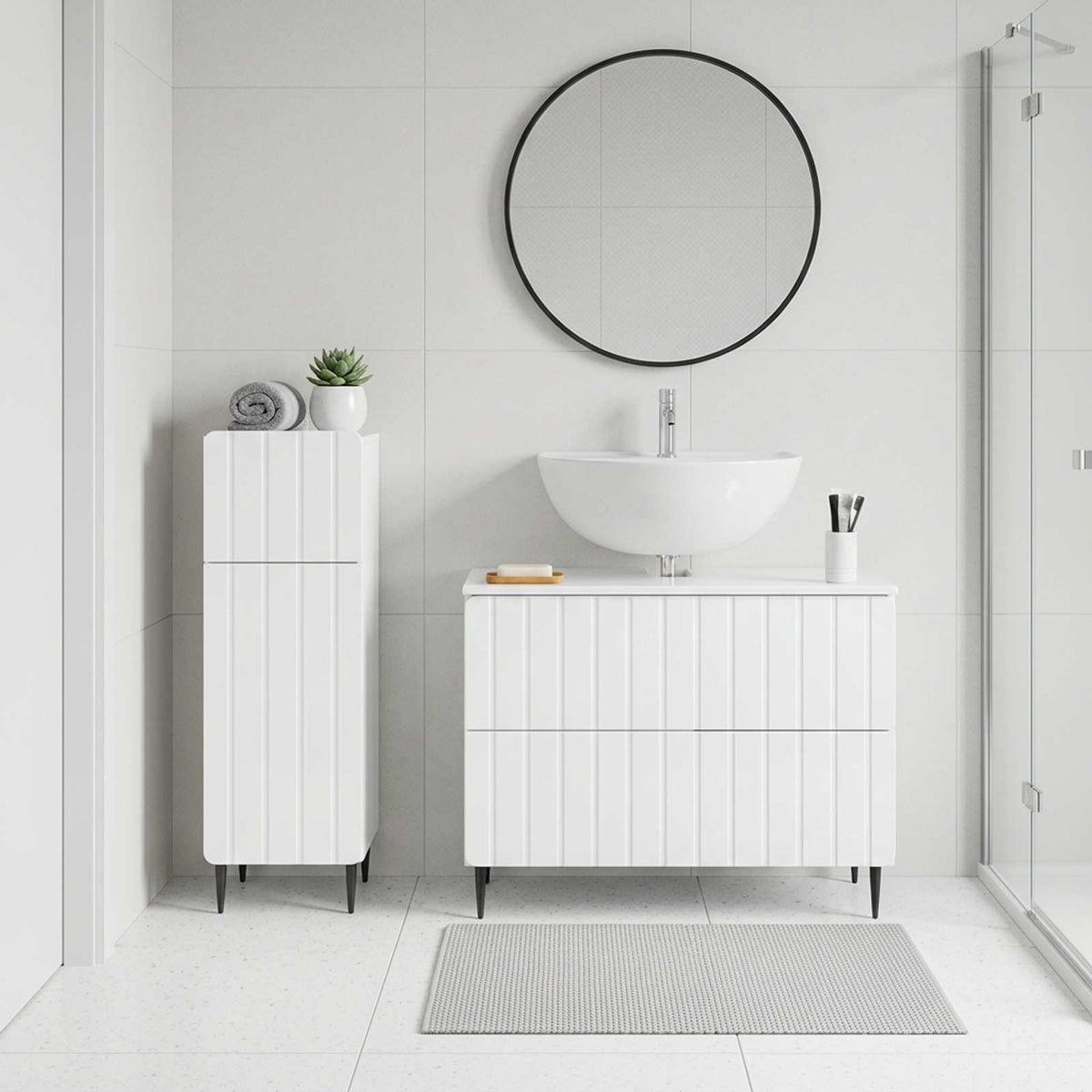 2 Piece Bathroom Cabinet Set ZWOLLE High Gloss White