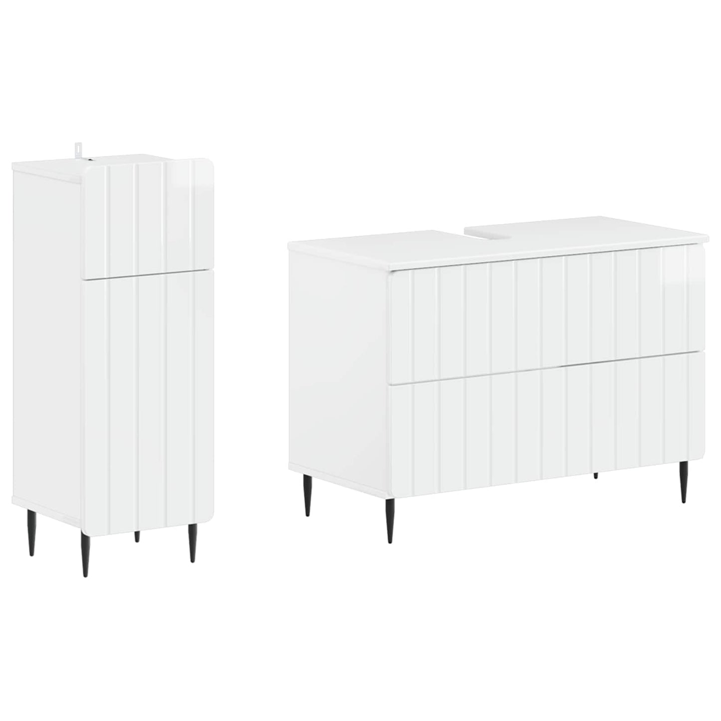2 Piece Bathroom Cabinet Set ZWOLLE High Gloss White