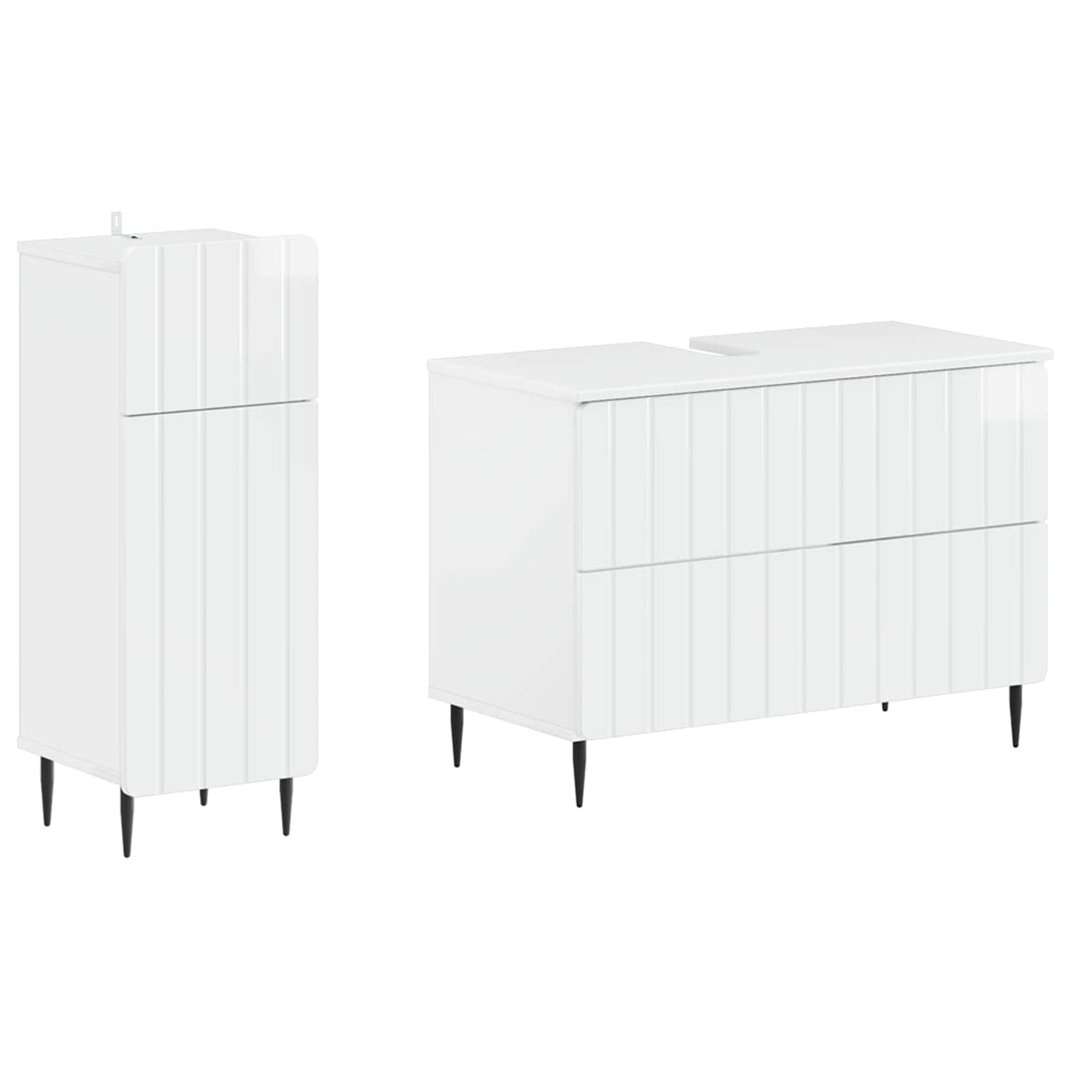 2 Piece Bathroom Cabinet Set ZWOLLE High Gloss White
