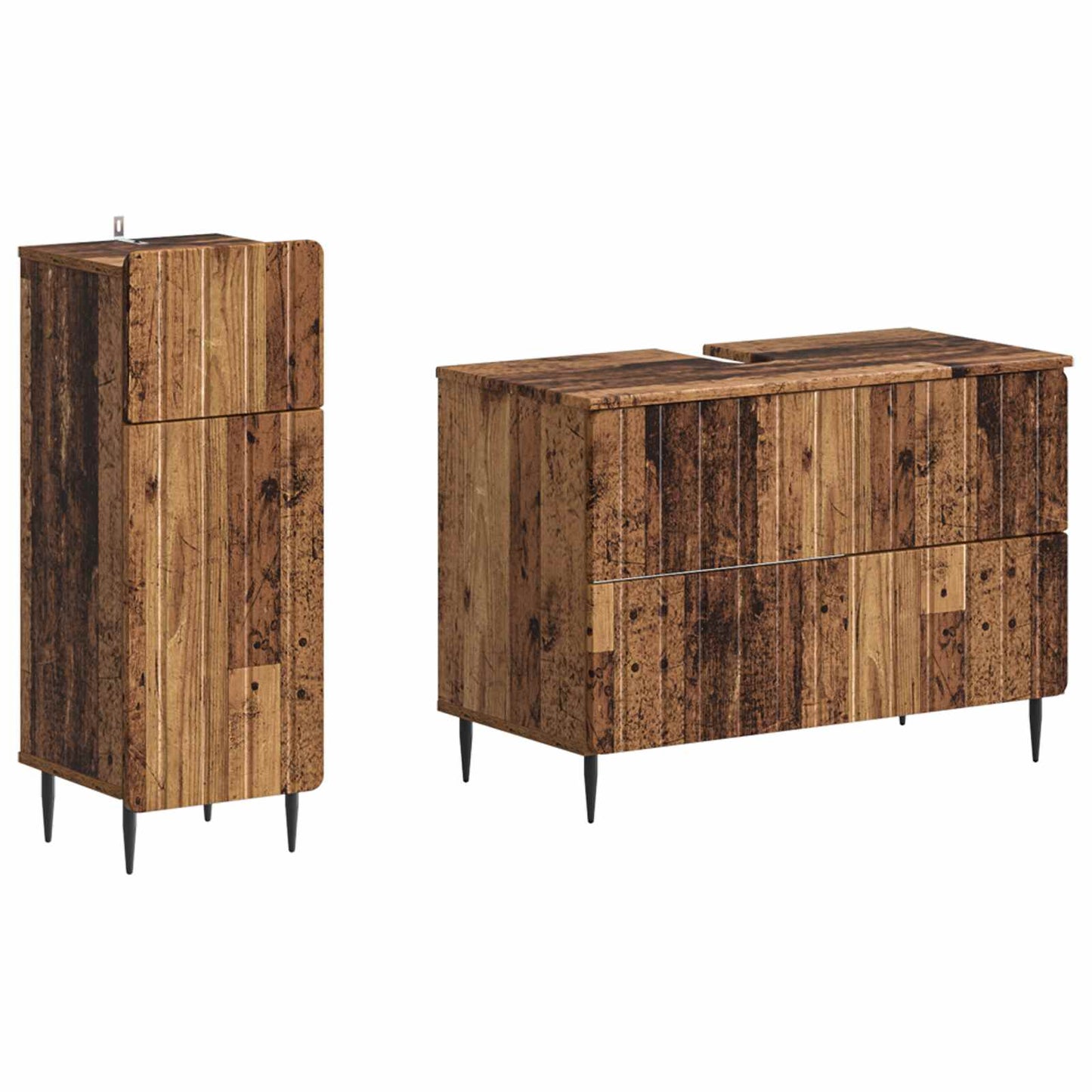 2 Piece Bathroom Cabinet Set ZWOLLE Old Wood Engineered Wood