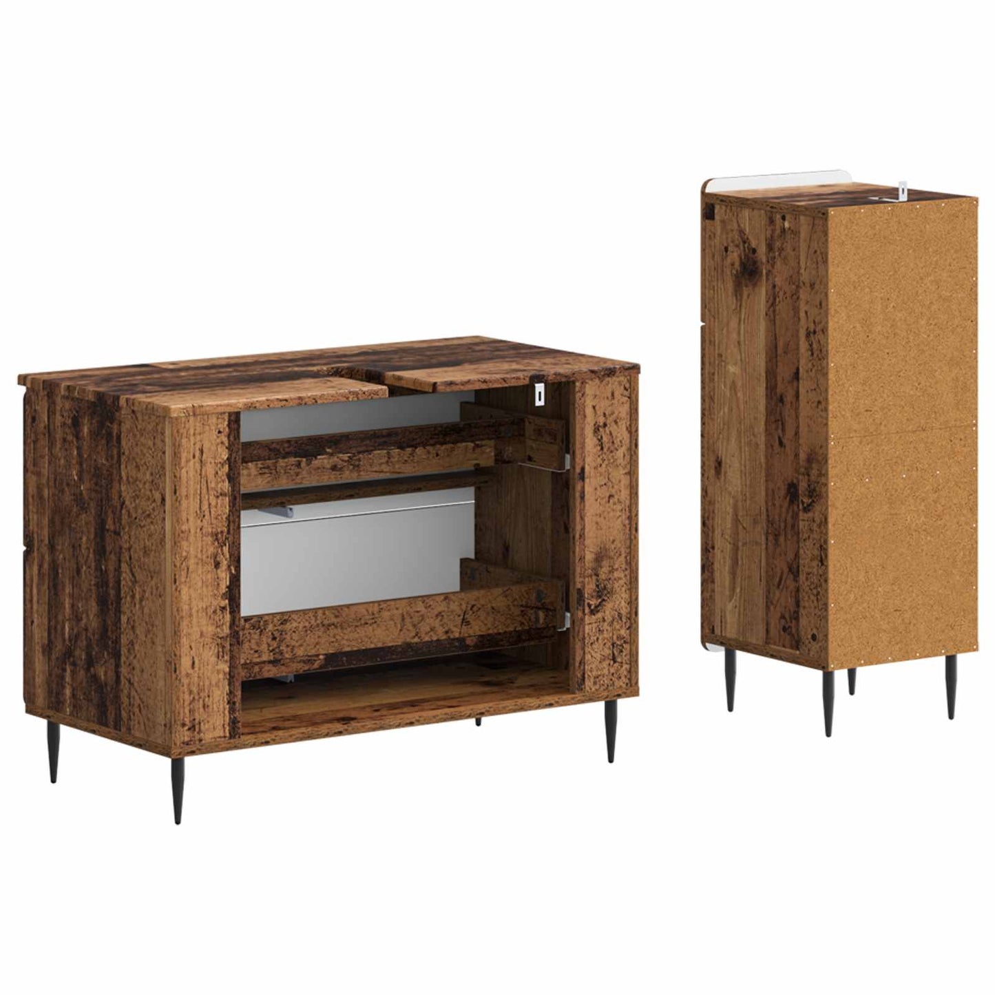 2 Piece Bathroom Cabinet Set ZWOLLE Old Wood Engineered Wood