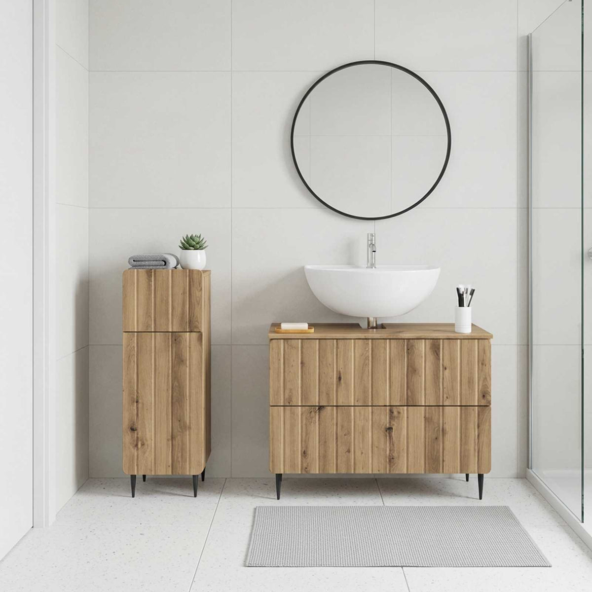 2 Piece Bathroom Cabinet Set ZWOLLE Artisan Oak Engineered Wood