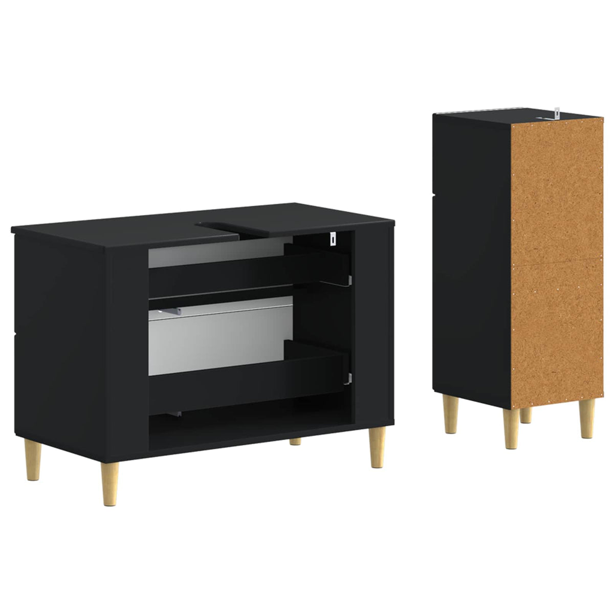 2 Piece Bathroom Cabinet Set ARNHEM Black Engineered Wood