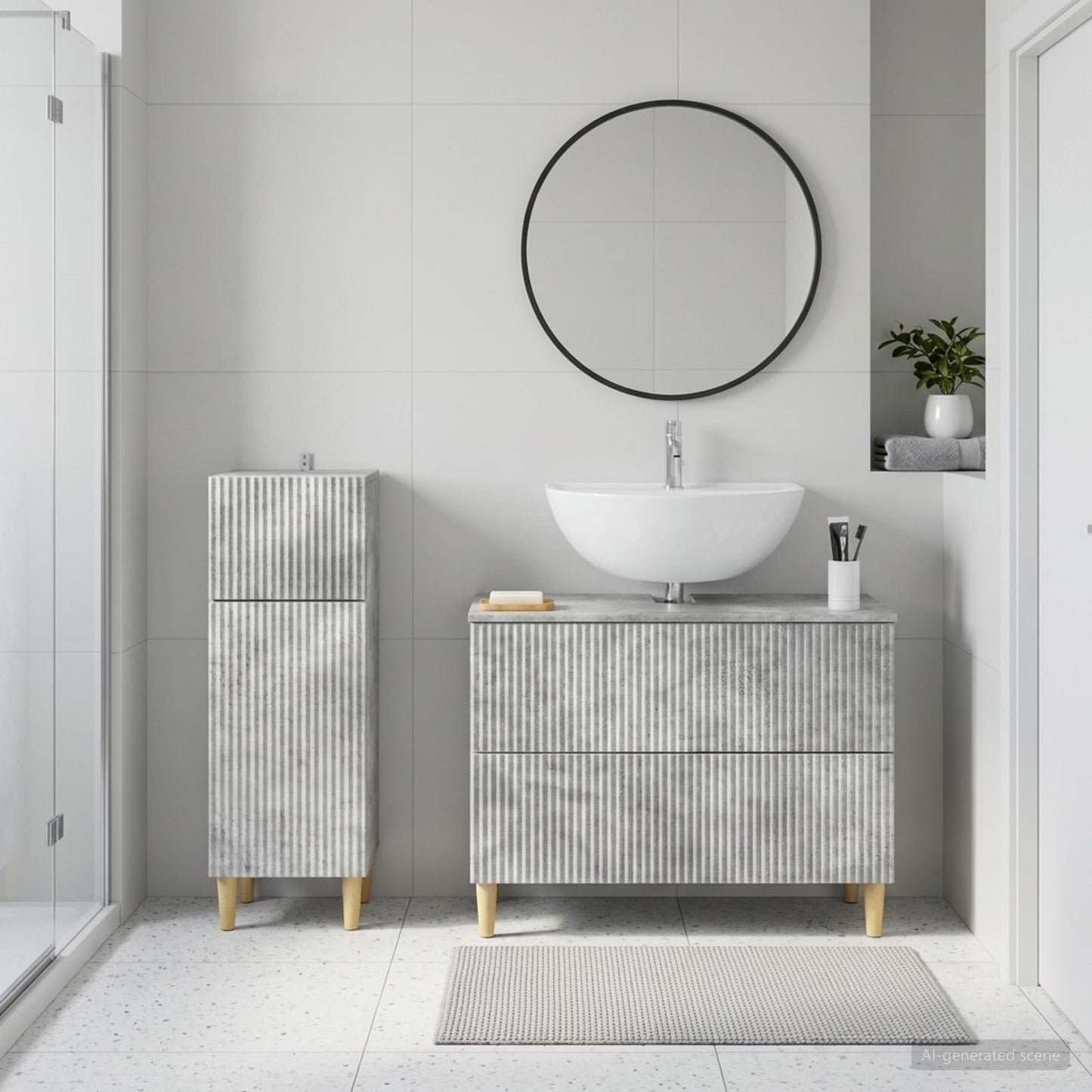 2 Piece Bathroom Cabinet Set ARNHEM Concrete Grey