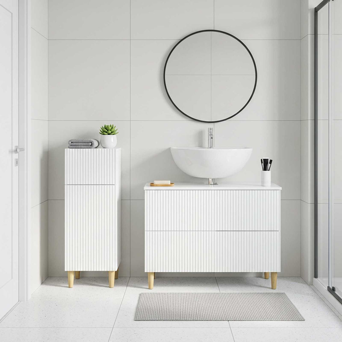2 Piece Bathroom Cabinet Set ARNHEM High Gloss White