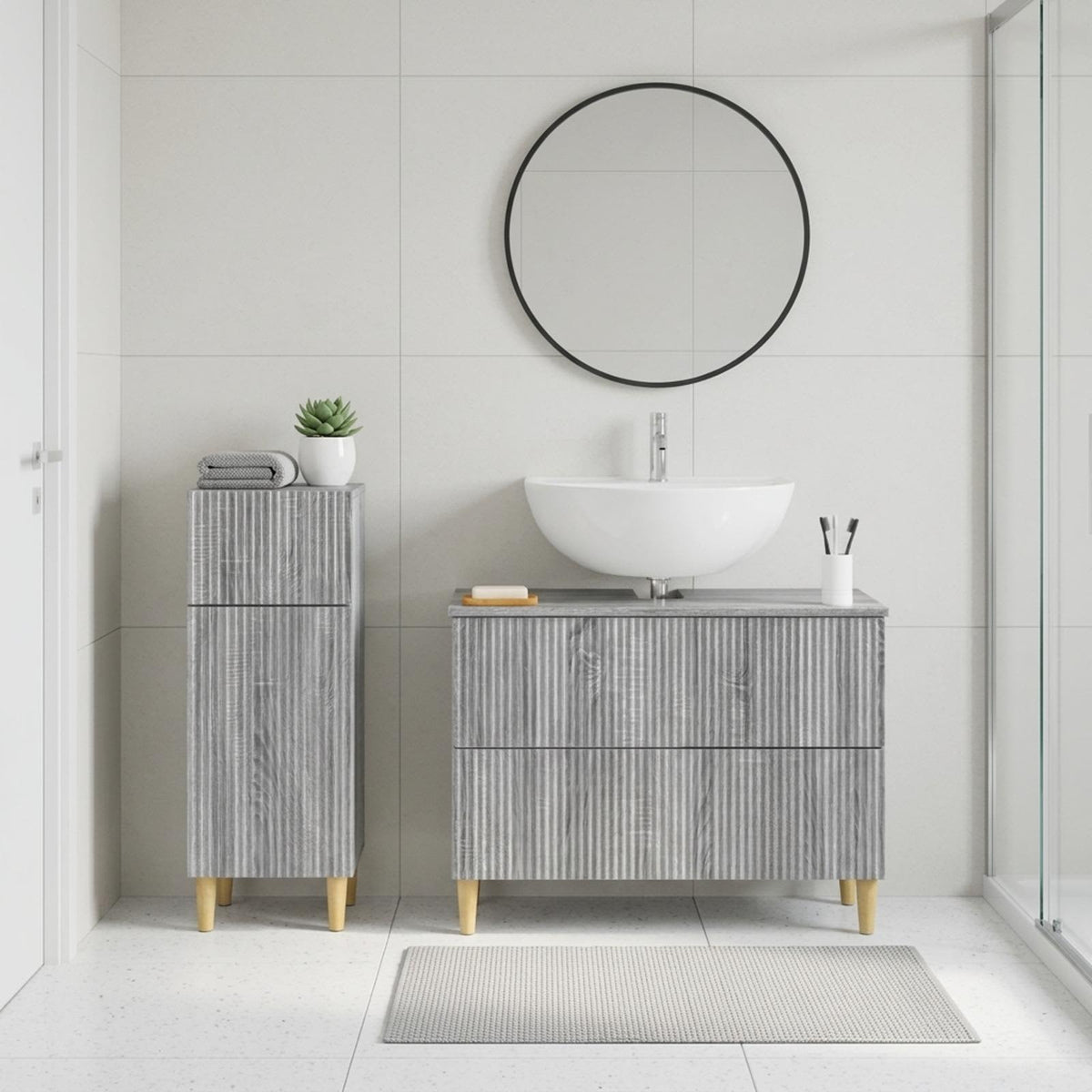 2 Piece Bathroom Cabinet Set ARNHEM Grey Sonoma Engineered Wood