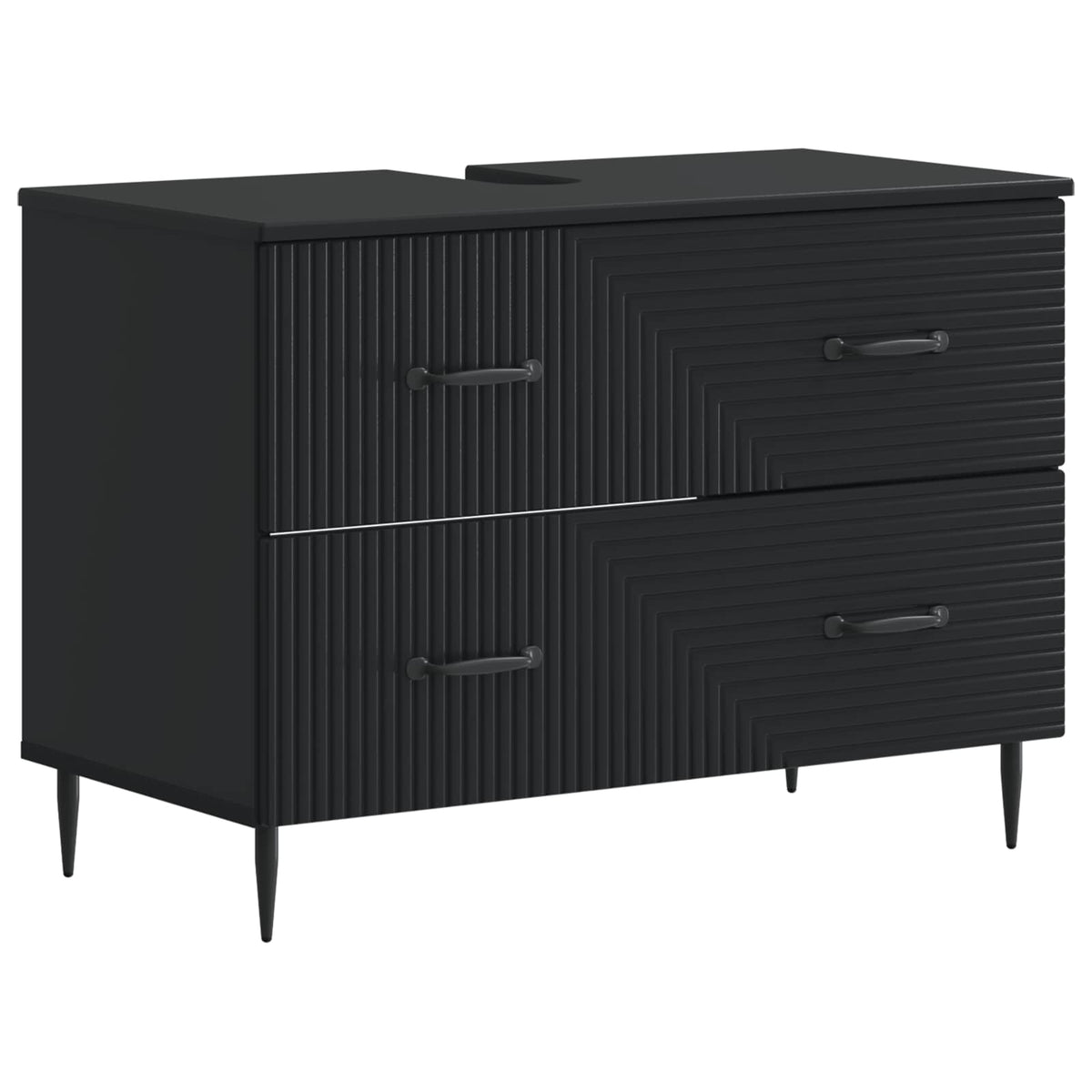 2 Piece Bathroom Cabinet Set HAARLEM Black Engineered Wood