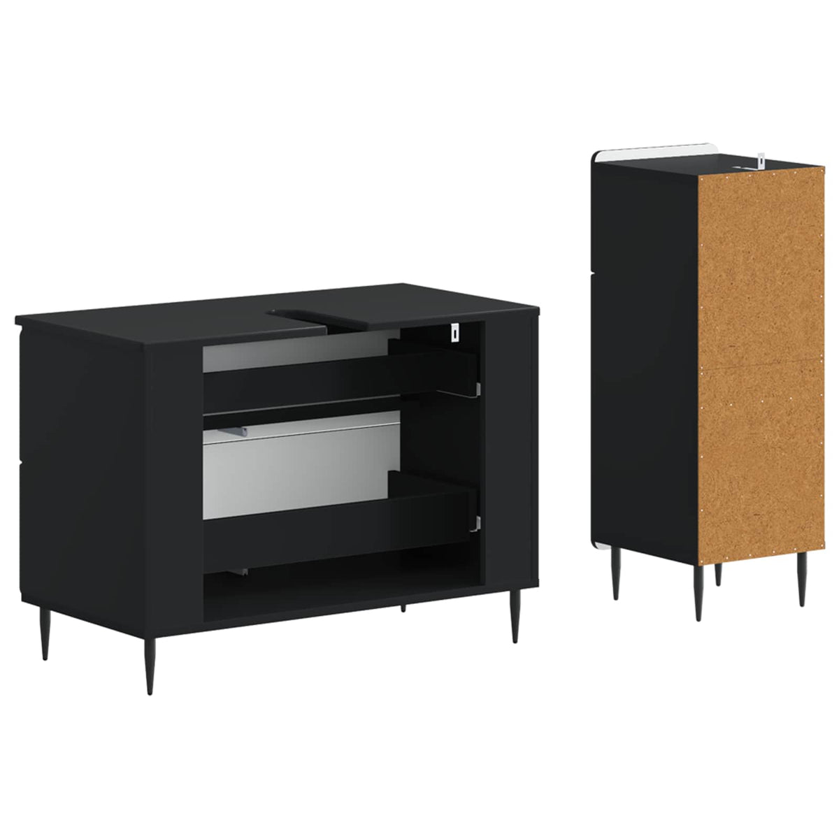 2 Piece Bathroom Cabinet Set HAARLEM Black Engineered Wood