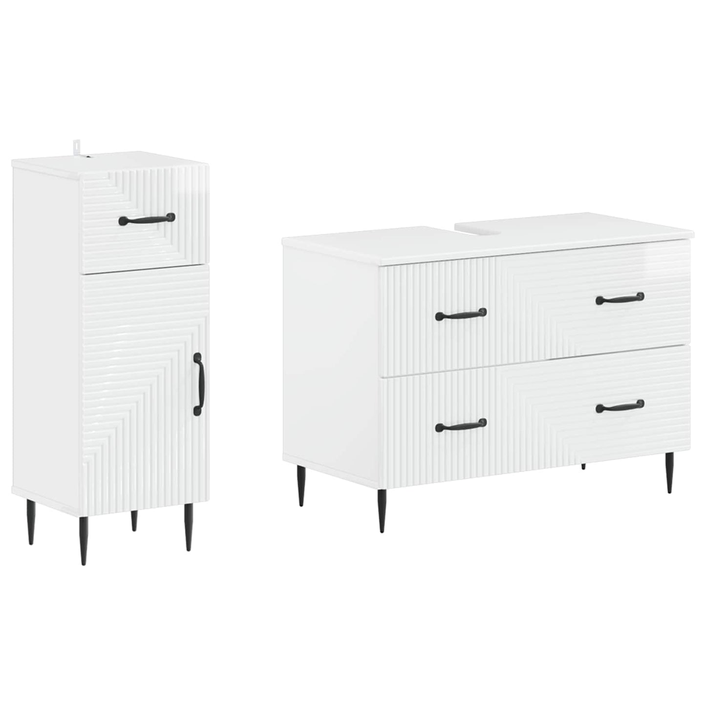 2 Piece Bathroom Cabinet Set HAARLEM High Gloss White