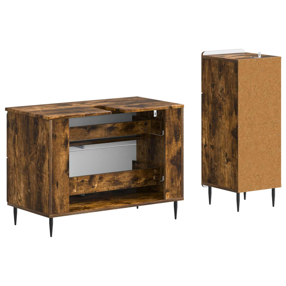 2 Piece Bathroom Cabinet Set HAARLEM Smoked Oak Engineered Wood