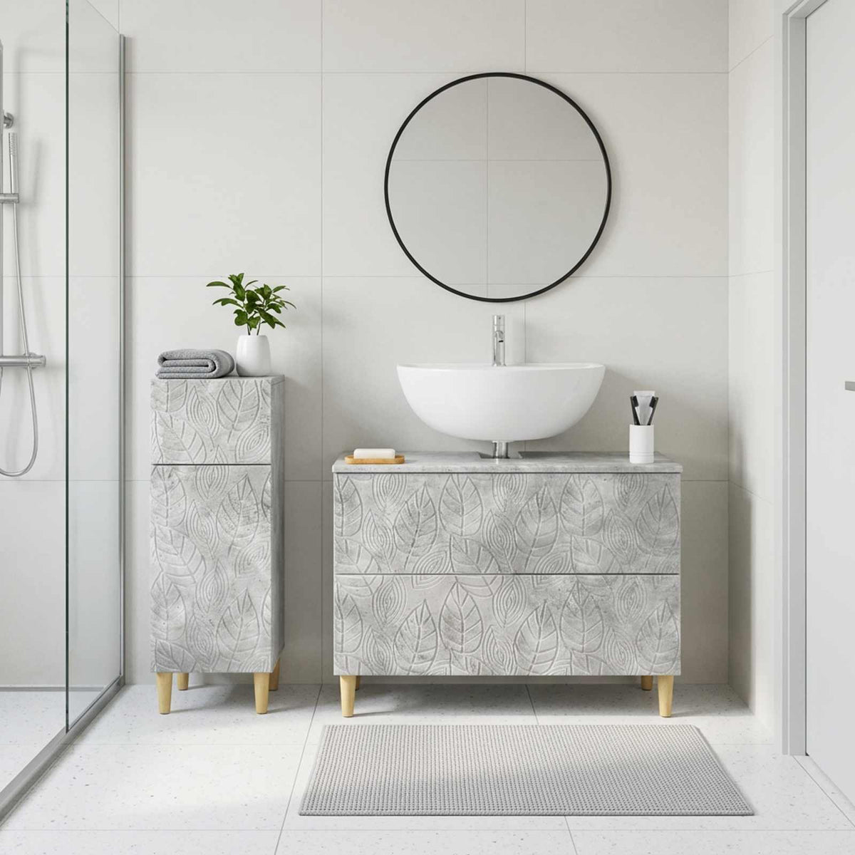 2 Piece Bathroom Cabinet Set DELFT Concrete Grey