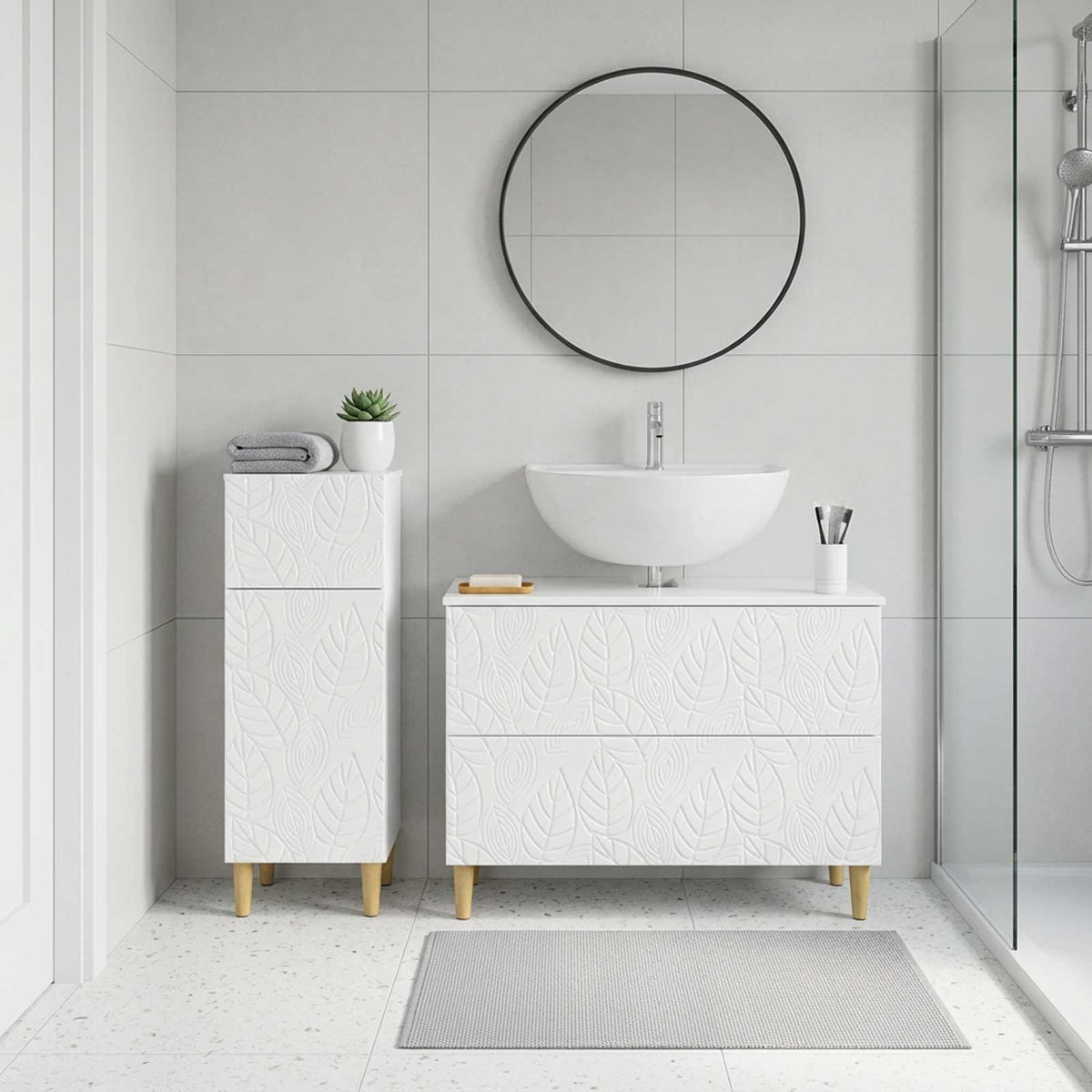 2 Piece Bathroom Cabinet Set DELFT High Gloss White