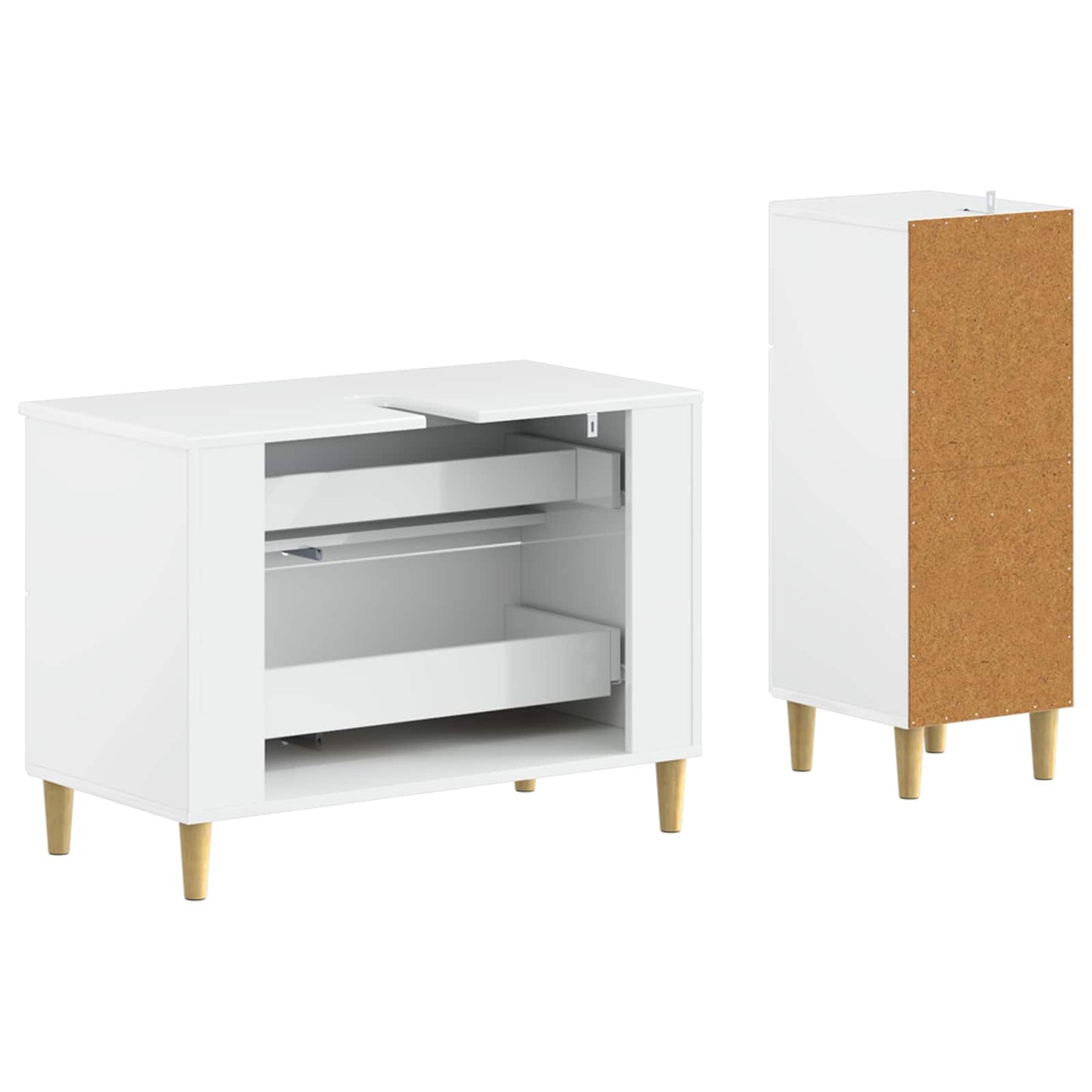 2 Piece Bathroom Cabinet Set DELFT High Gloss White