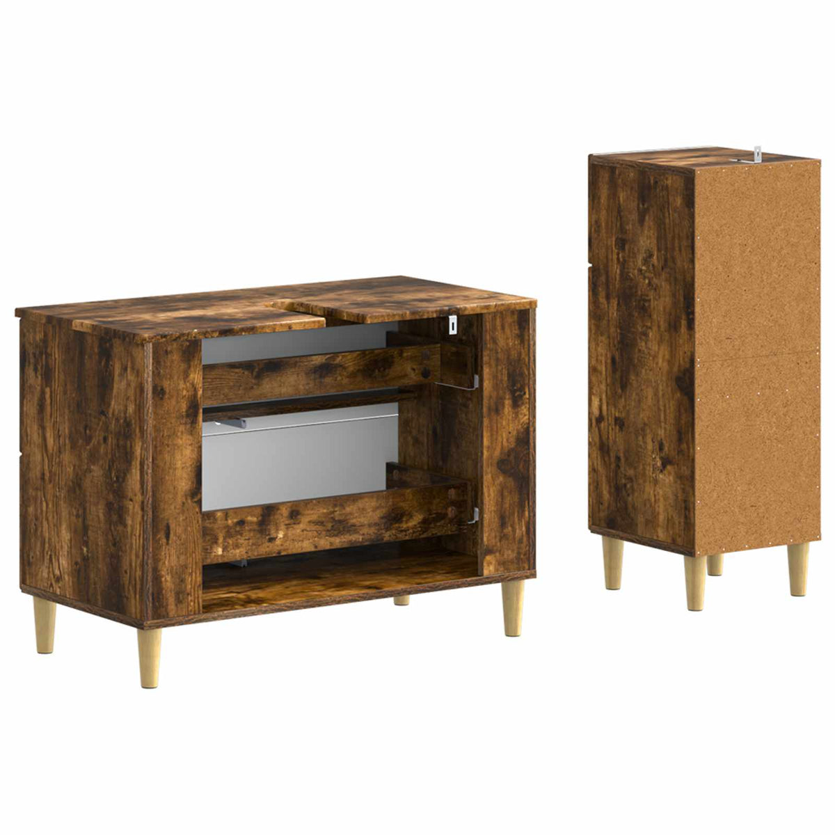 2 Piece Bathroom Cabinet Set DELFT Smoked Oak Engineered Wood