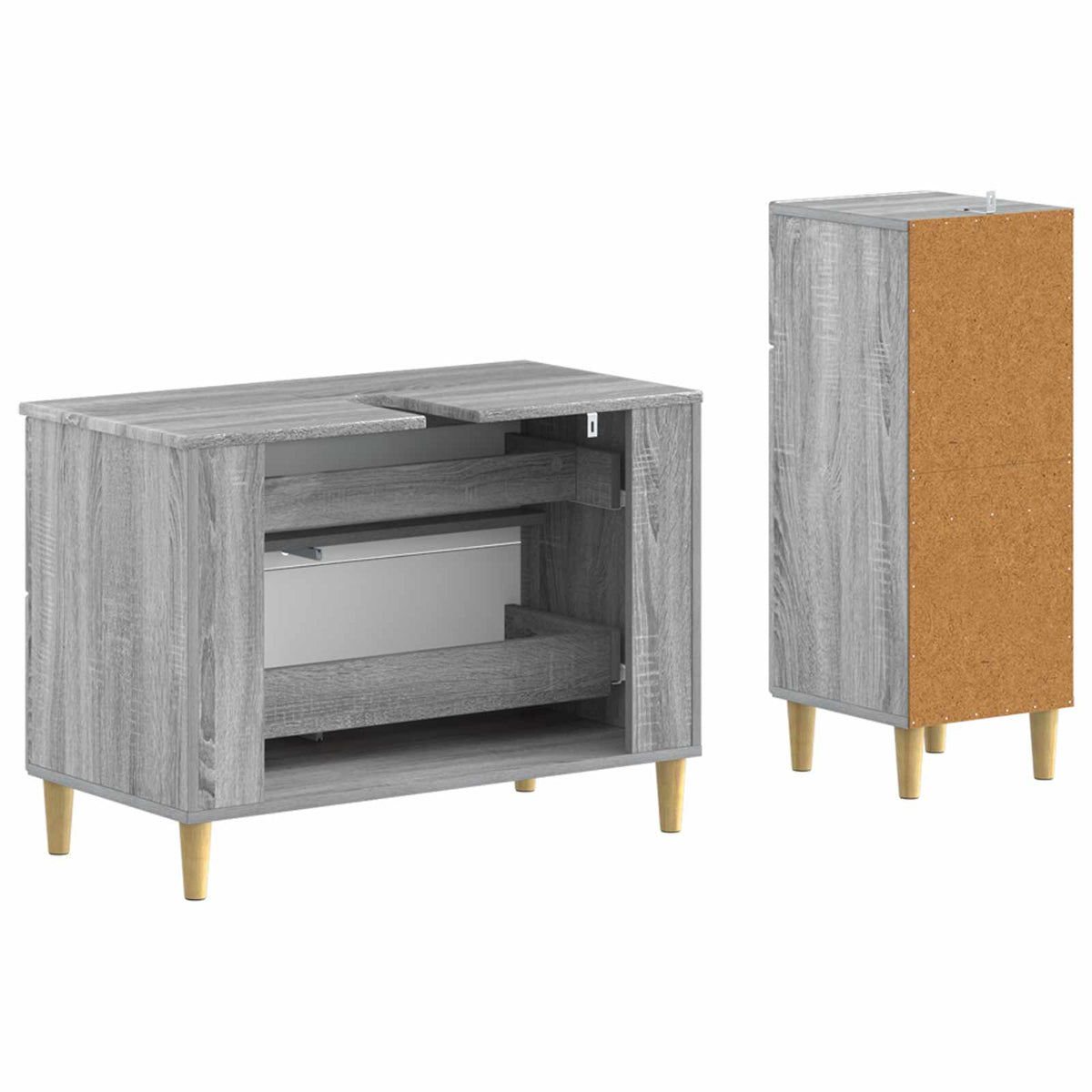2 Piece Bathroom Cabinet Set DELFT Grey Sonoma Engineered Wood