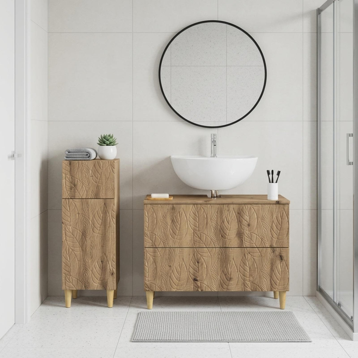 2 Piece Bathroom Cabinet Set DELFT Artisan Oak Engineered Wood