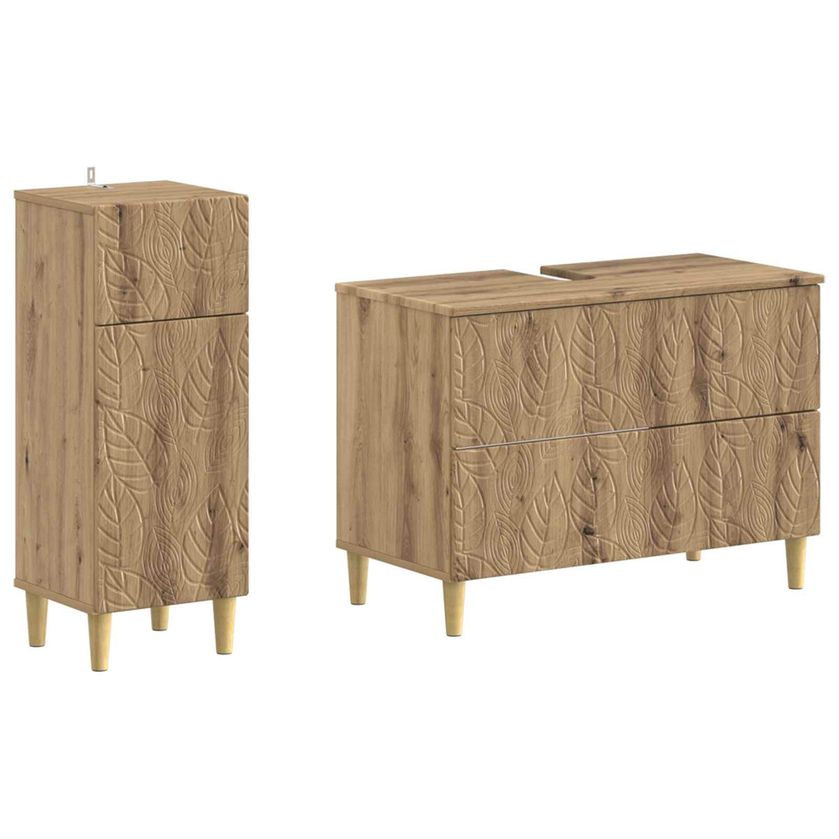2 Piece Bathroom Cabinet Set DELFT Artisan Oak Engineered Wood