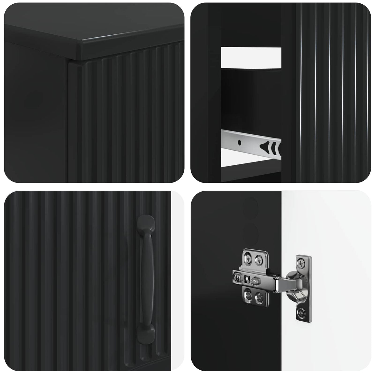 2 Piece Bathroom Cabinet Set HOORN Black Engineered Wood
