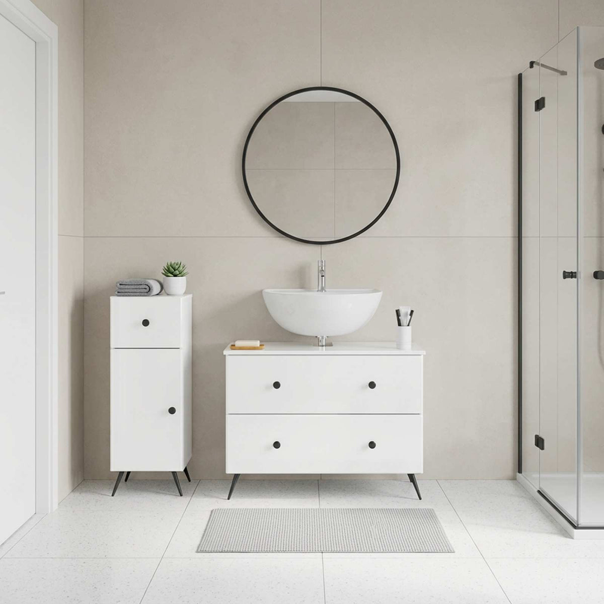 2 Piece Bathroom Cabinet Set BREDA High Gloss White