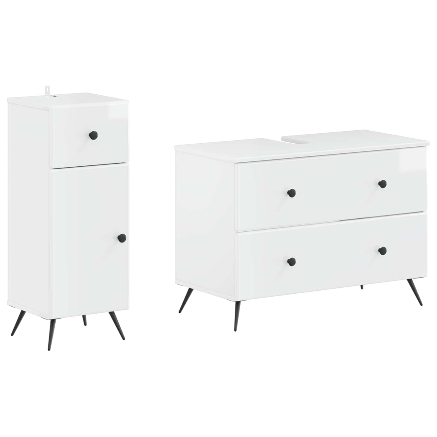 2 Piece Bathroom Cabinet Set BREDA High Gloss White