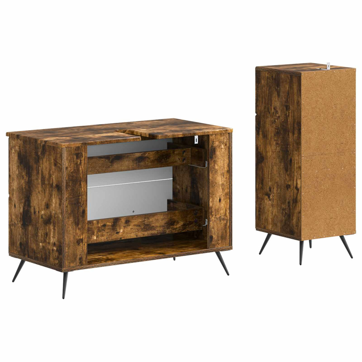 2 Piece Bathroom Cabinet Set BREDA Smoked Oak Engineered Wood
