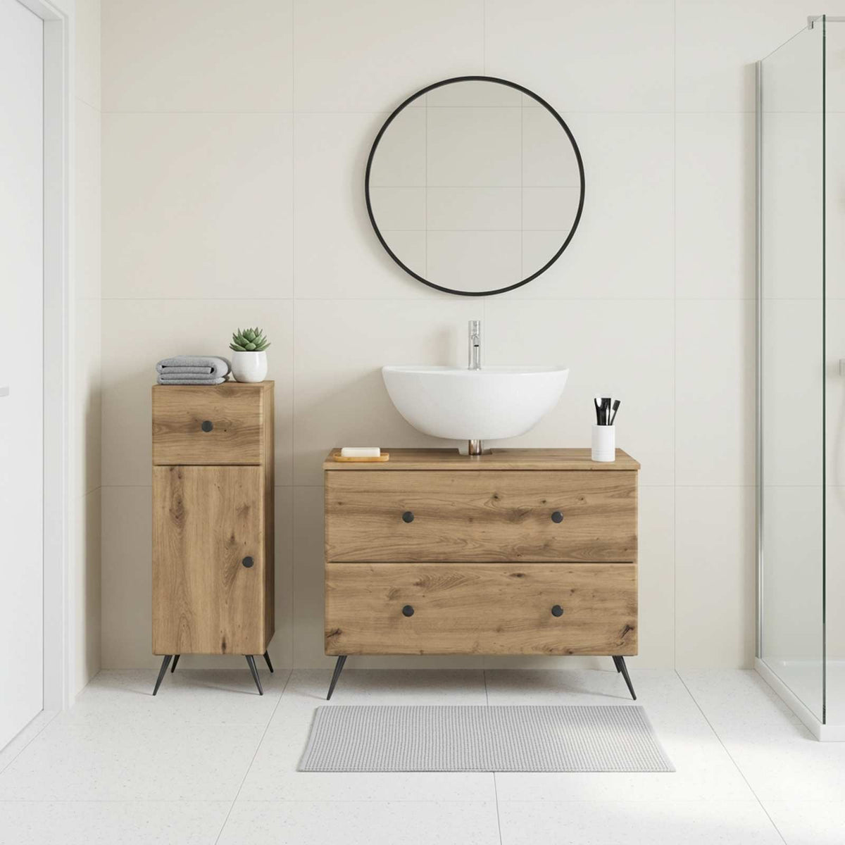 2 Piece Bathroom Cabinet Set BREDA Artisan Oak Engineered Wood