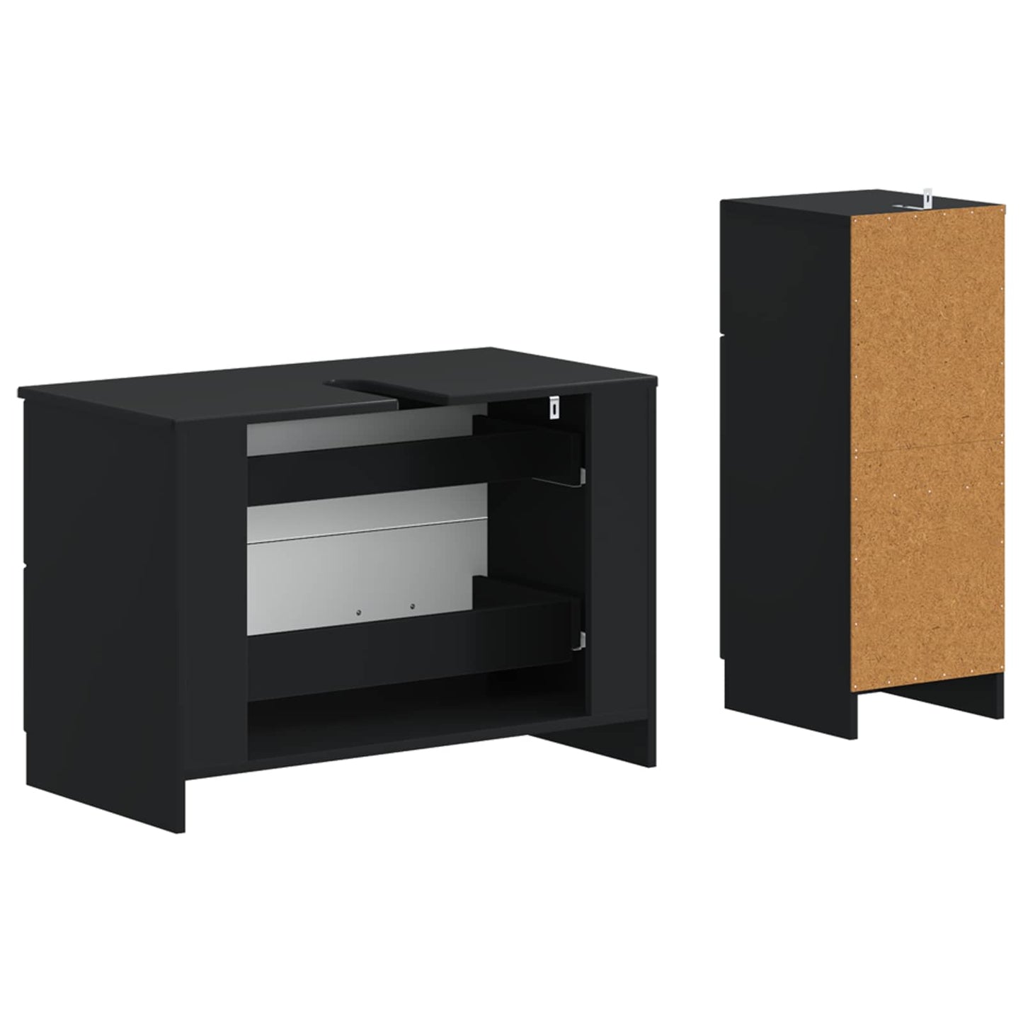 2 Piece Bathroom Cabinet Set UTRECHT Black Engineered Wood